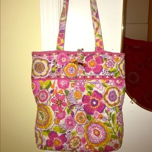 Vera Bradley Pink Floral Tote Messenger Bag